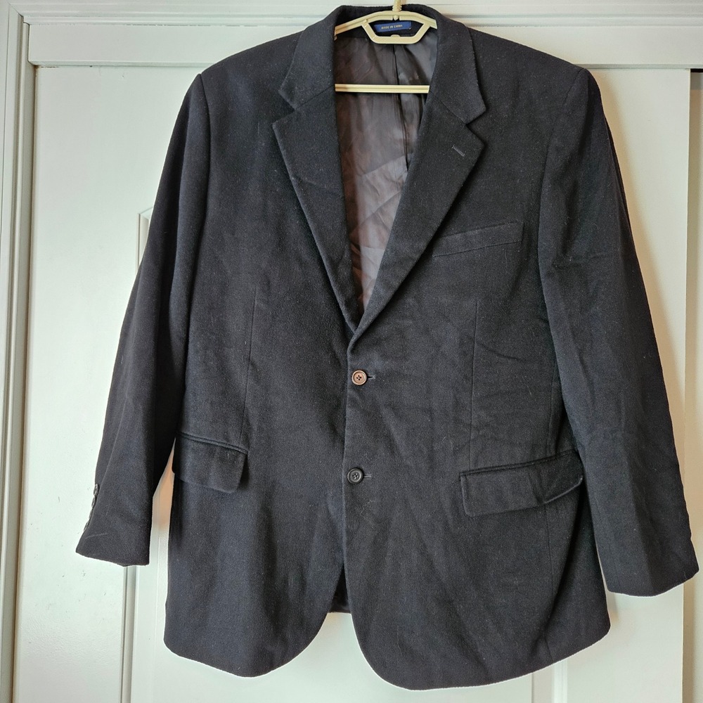 Club Room Blazer Jacket Sports Coat 42R Black Wool Silk‎ Cashmere